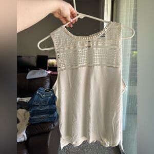 Laser Cut Cream Sleeveless Top
